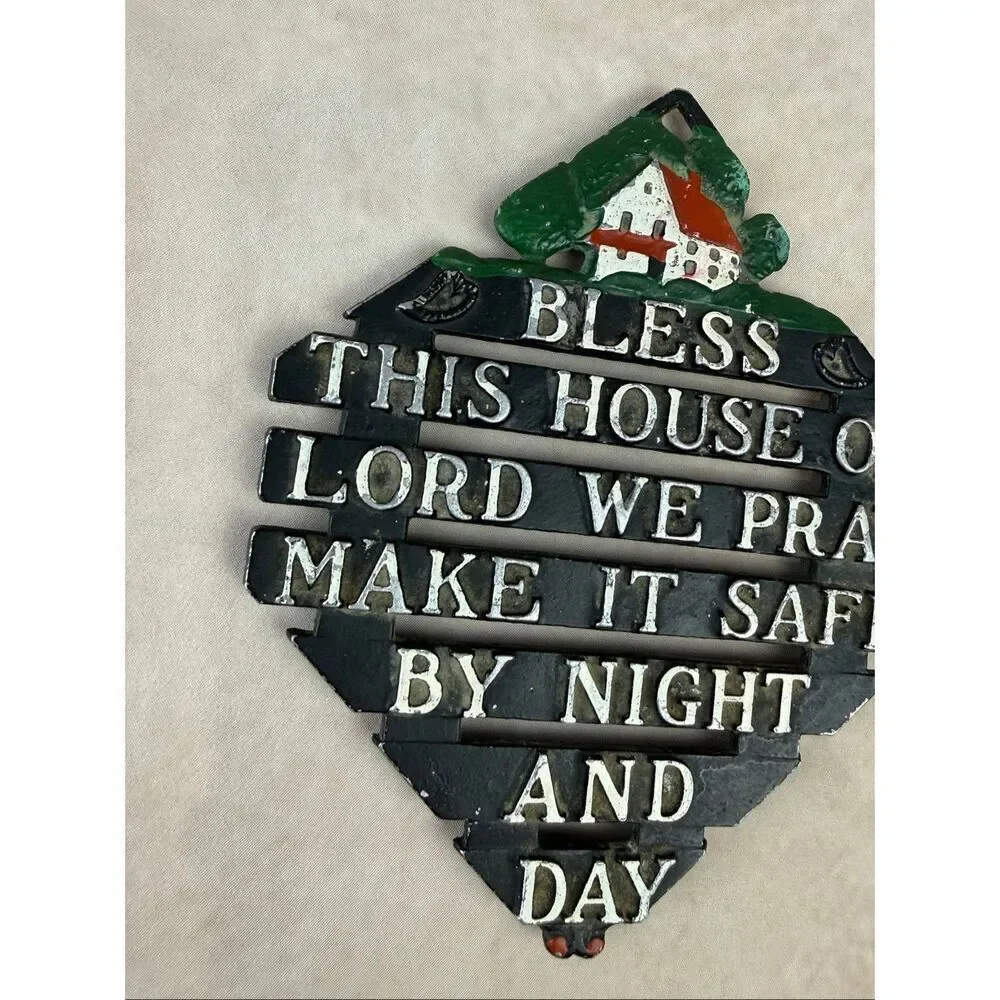 Vintage Cast Iron Prayer Trivet Cottagecore